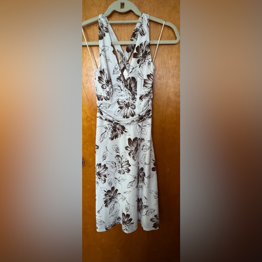 Joyce Leslie White and Brown Floral Midi Dress